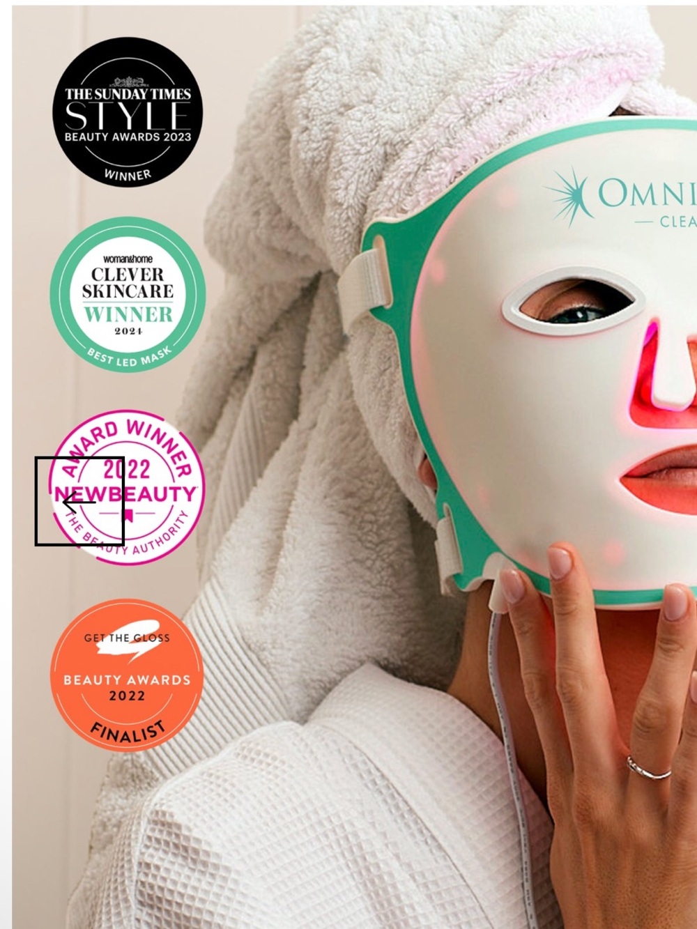 Omni lux Clear LED Facial Mask - Pink/White